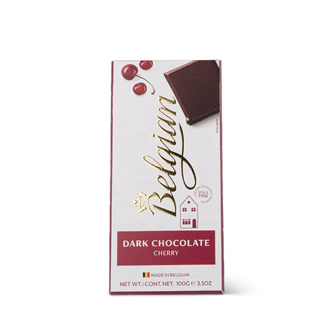 THE BELGIAN DARK CHERRY CHOCOLATE BAR 100G